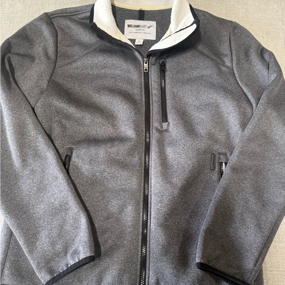 William Rast Men's Heather Gray Full-Zip Jacket with Chest Pocket
